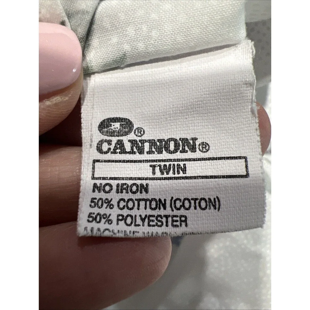 Vintage Cannon Twin Sheet Set Flat Fitted Floral Rose Pansy Cottagecore Shabby